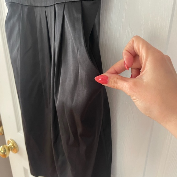 Davids Bridal INTRIGUE Black Spaghetti Satin Cocktail Dress - Picture 4 of 4